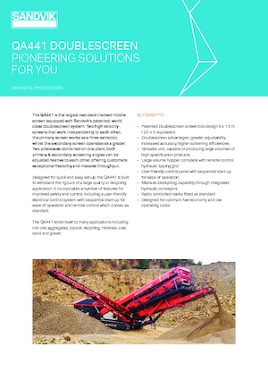 Installation de criblage mobile Sandvik QA 441