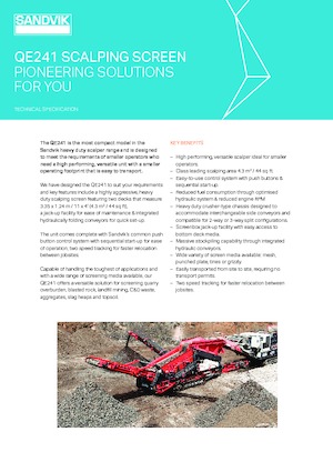 Installation de criblage mobile Sandvik QE241