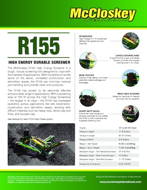 Installation de criblage mobile McCloskey R155