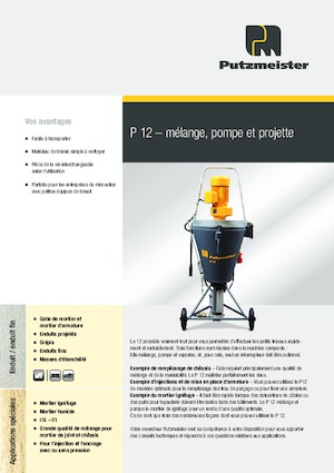 Pompes  mélangeuses à mortier Putzmeister P 12 