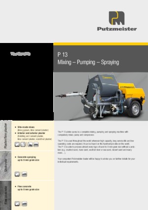 Pompes à béton fixes Putzmeister P 13 EMR KA 230