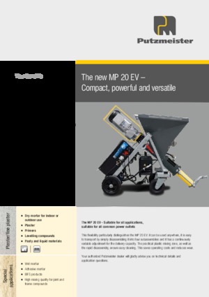 Pompes  mélangeuses à mortier Putzmeister MP 20 EV