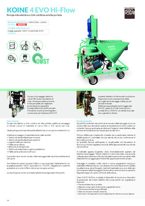 Machines de pulvérisation et de transport de mortier Imer Koine 4 Evo Hi-Flow