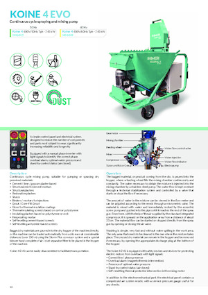 Machines de pulvérisation et de transport de mortier Imer Koine 4 Evo