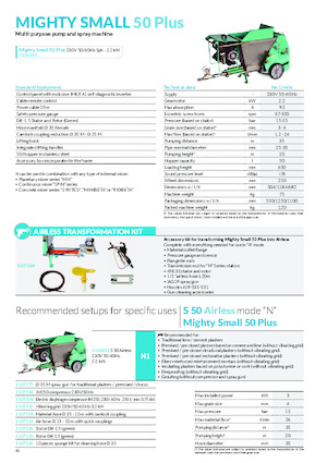 Machines de pulvérisation et de transport de mortier Imer Mighty Small 50 Plus