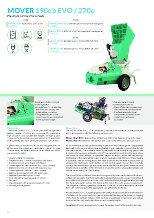 Machines de pulvérisation et de transport de mortier Imer Mover 270eb WT