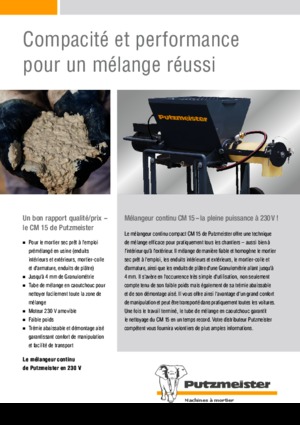 Pompes  mélangeuses à mortier Putzmeister CM 15