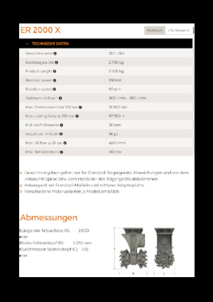 Têtes de fraisage montables (hydr.) Erkat ER 2000X