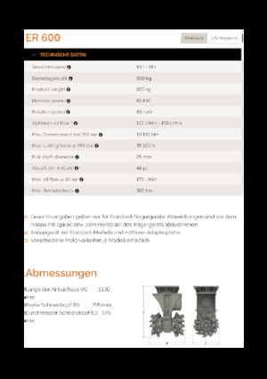 Têtes de fraisage montables (hydr.) Erkat ER 600