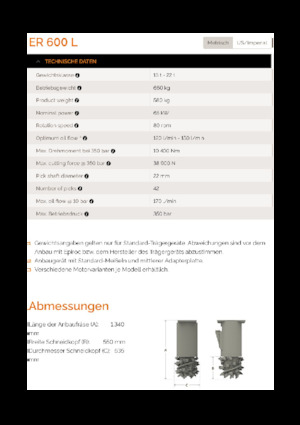 Têtes de fraisage montables (hydr.) Erkat ER 600L