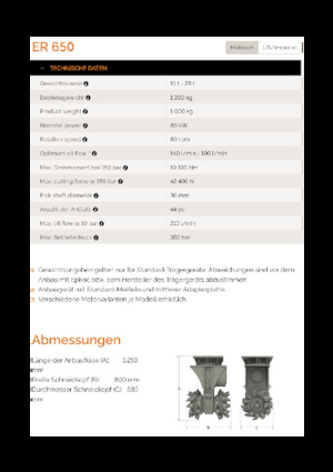 Têtes de fraisage montables (hydr.) Erkat ER 650