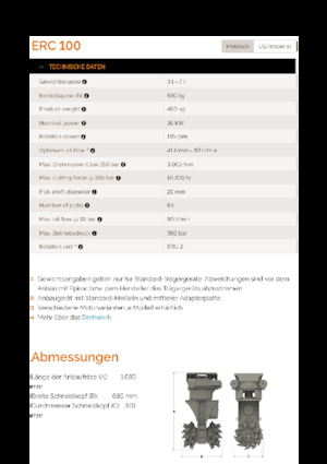 Têtes de fraisage montables (hydr.) Erkat ERC 100