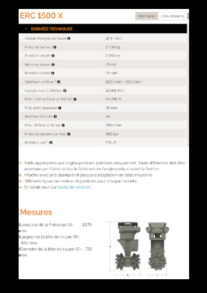 Têtes de fraisage montables (hydr.) Erkat ERC 1500X