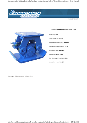 Plaques vibrantes montables Idromeccanica C 180