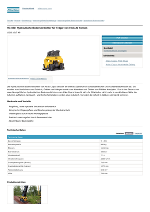Plaques vibrantes montables Atlas Copco HC 850