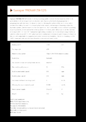 Balayeuses avant corps Pronar ZM-S 25