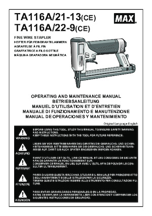 Cloueuses et Agrafeuses MAX USA CORP. TA116A/21-13