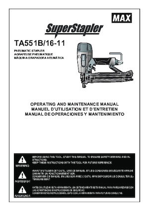 Cloueuses et Agrafeuses MAX USA CORP. TA551B/16-11