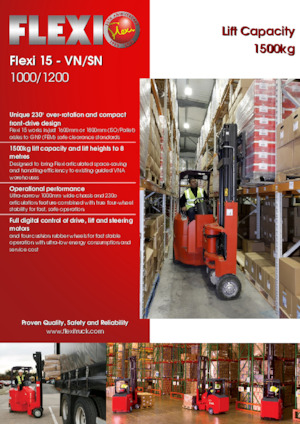 Chariots élévateurs à fourche pour allées étroites VNA Flexi 15SN