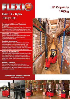 Chariots élévateurs à fourche pour allées étroites VNA Flexi 17N
