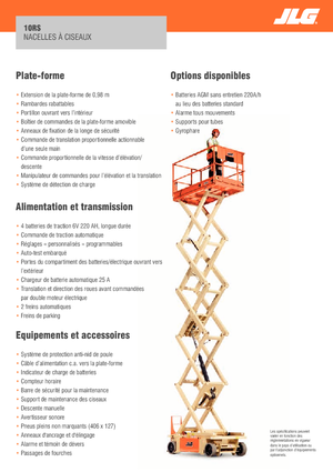 Nacelles ciseaux X su roues JLG 10RS