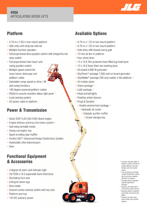 Nacelles à bras articulés sur roues JLG 450A Serie II