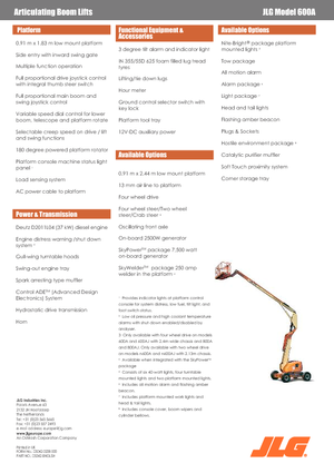 Nacelles à bras articulés sur roues JLG 600A