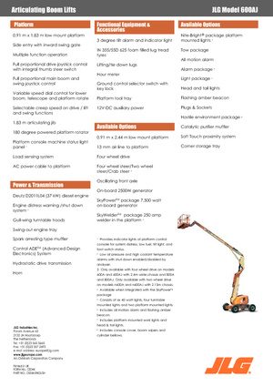 Nacelles à bras articulés sur roues JLG 600AJ