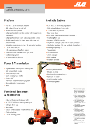 Nacelles à bras articulés sur roues JLG 600AJ