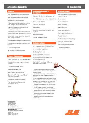 Nacelles à bras articulés sur roues JLG 600AN