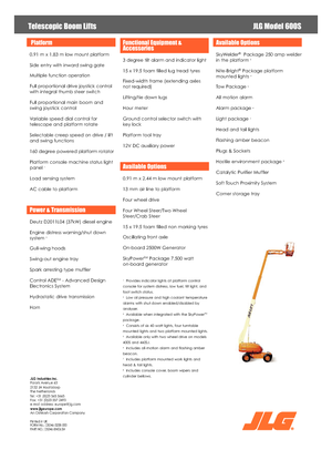 Nacelles télescopiques sur roues JLG 600S
