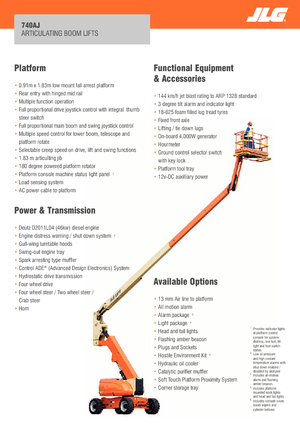 Nacelles à bras articulés sur roues JLG 740 AJ