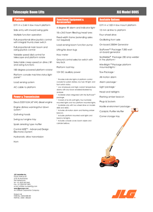 Nacelles télescopiques sur roues JLG 800S