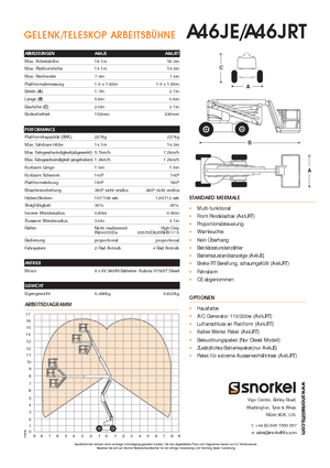 Nacelles à bras articulés sur roues Snorkel A46JRT