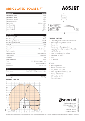 Nacelles à bras articulés sur roues Snorkel A85JRT