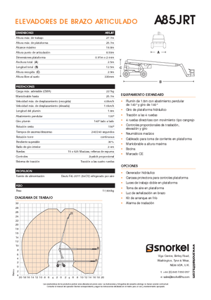 Nacelles à bras articulés sur roues Snorkel A85JRT