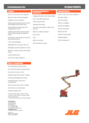 Nacelles à bras articulés sur roues JLG E400AJPN