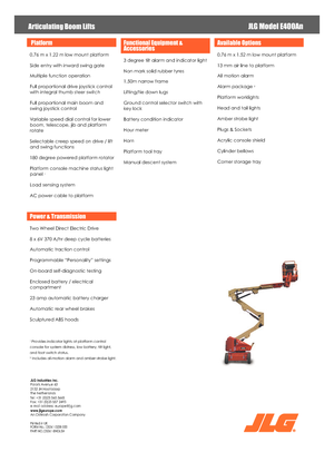 Nacelles à bras articulés sur roues JLG E400AN