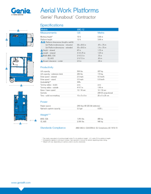 Nacelles télescopiques sur roues Genie GRC-12 Runabout