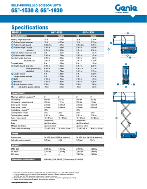 Nacelles ciseaux X su roues Genie GS-1930 Hydraulic