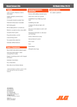 Nacelles ciseaux X su roues JLG Liftlux 210-25