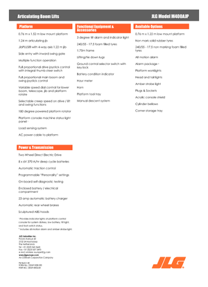 Nacelles à bras articulés sur roues JLG M400AJP