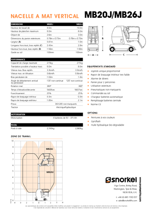 Nacelles à mât vertical unique Snorkel MB26J