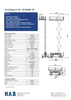 Nacelles ciseaux X su roues HAB S 165-24 D 4WD S SP