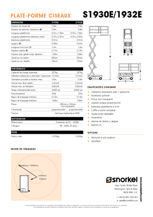Nacelles ciseaux X su roues Snorkel S1930E