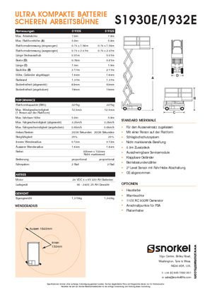 Nacelles ciseaux X su roues Snorkel S1930E