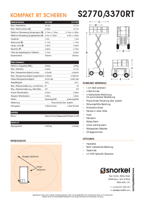 Nacelles ciseaux X su roues Snorkel S2770RT