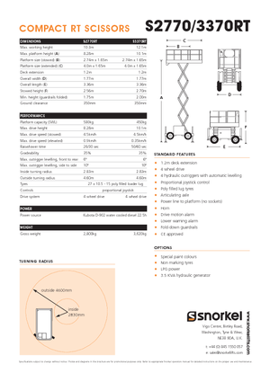 Nacelles ciseaux X su roues Snorkel S2770RT