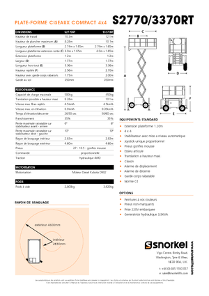 Nacelles ciseaux X su roues Snorkel S2770RT