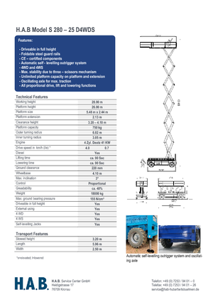 Nacelles ciseaux X su roues HAB S 280-25 D 4WD S